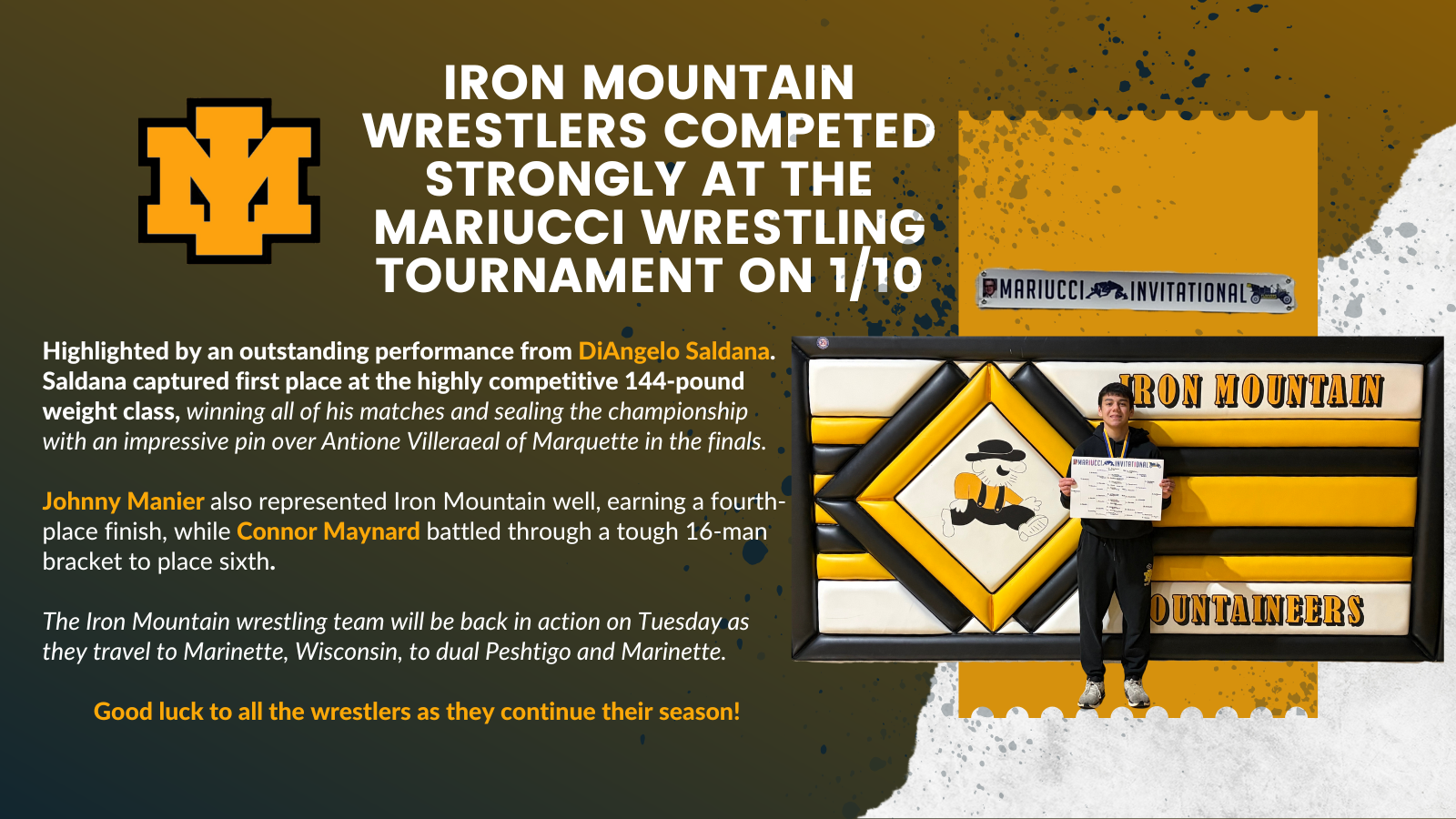 Graphic showcasing IM Wrestlers at Mariucci Tournament